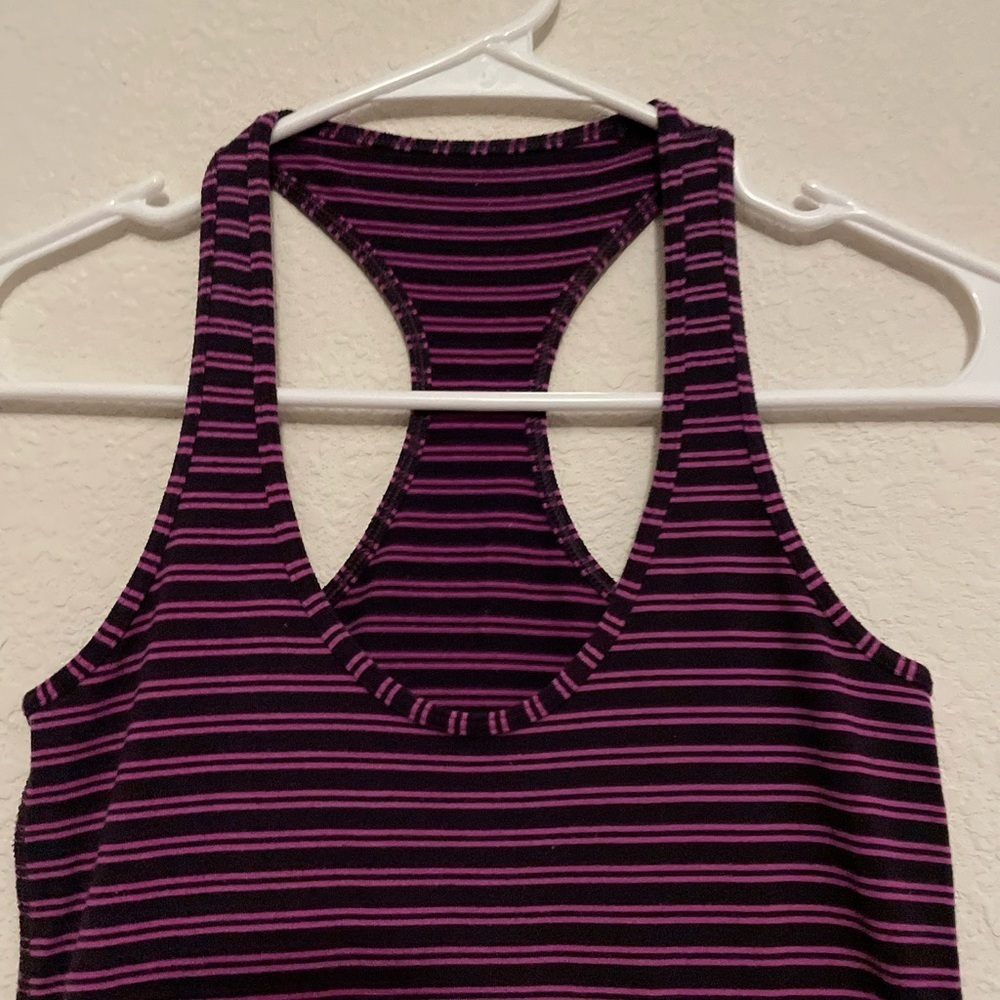 Lululemon Cool Racerback Double Trouble Stripe Ultra Violet Black Grape size 2 - Picture 7 of 8